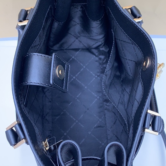 Michael Kors Hamilton Meidum Satchel Shoulder Crossbody Bag Black Multi color - Picture 12 of 16